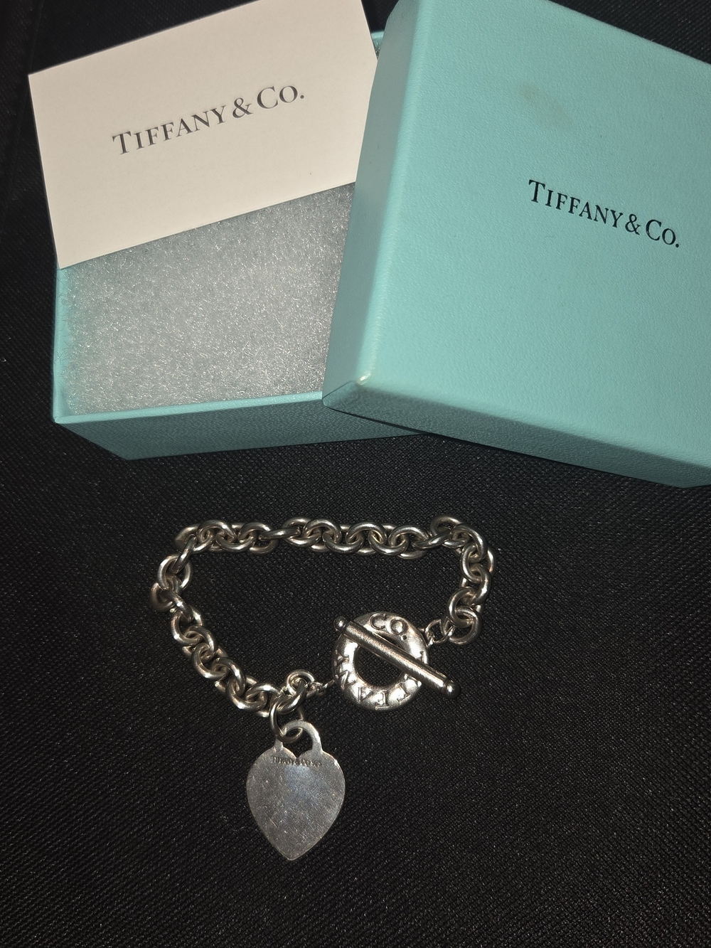 Tiffany & Co. Silver Heart Toggle Bracelet with Iconic Blue Box